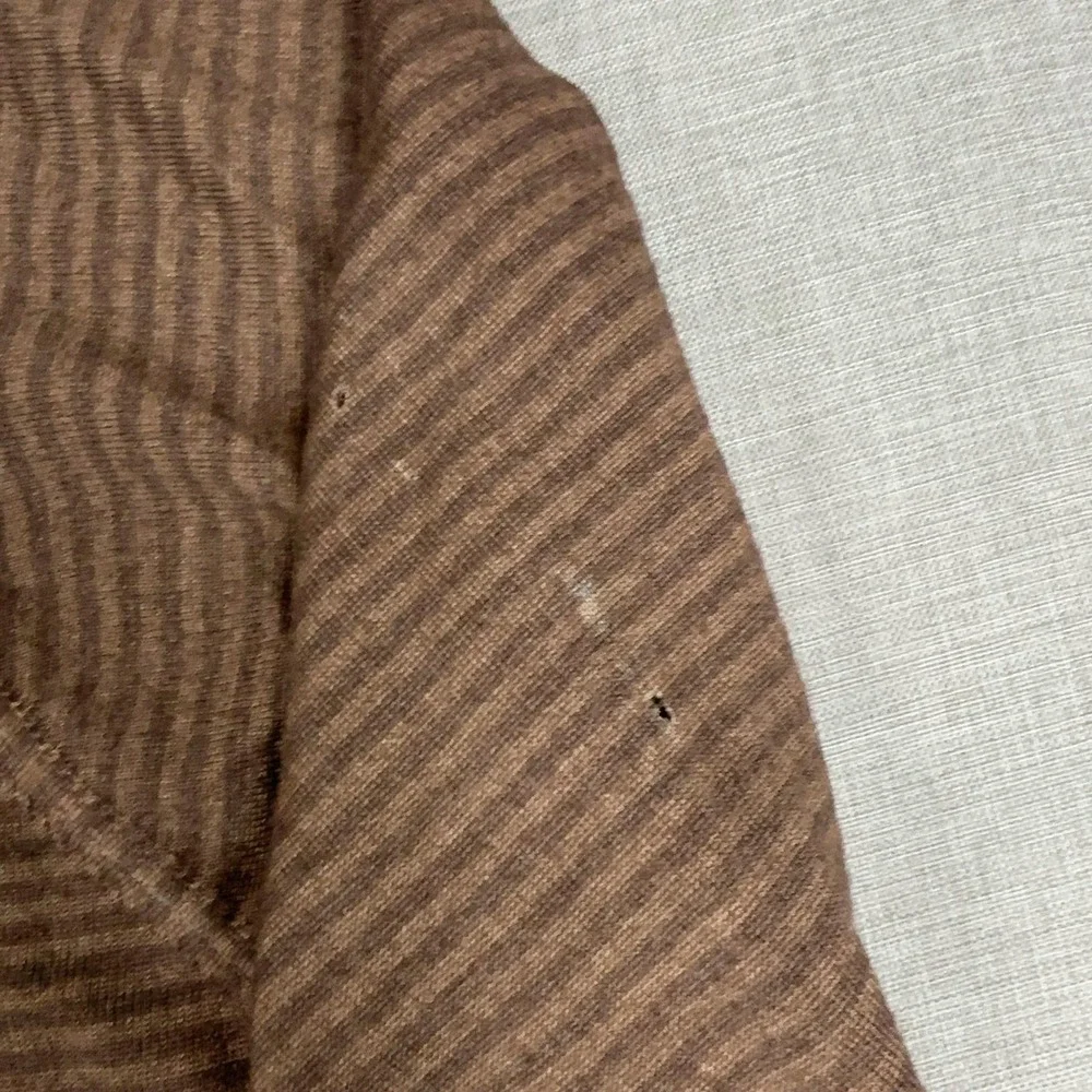 Peter Millar Sweater Mens 2XL Brown 1/4 Zip Mock Neck Merino Wool Striped Italy